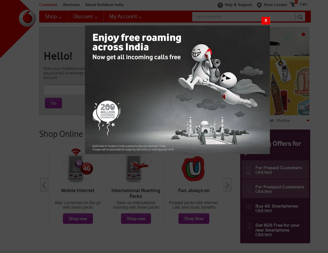 Vodafone internet pack