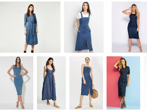 denim midi dresses online collection