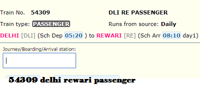54309 delhi rewari passenger running route and schedule